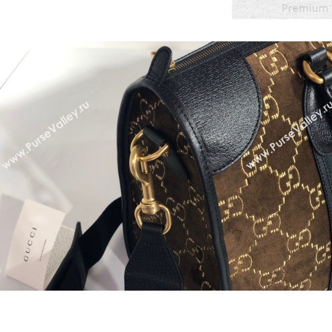 Gucci Medium GG Velvet Duffle Travel Bag 574966 Brown 2019 (BLWX-9072414)