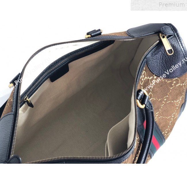 Gucci Medium GG Velvet Duffle Travel Bag 574966 Brown 2019 (BLWX-9072414)