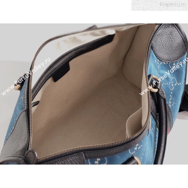 Gucci Medium GG Velvet Duffle Travel Bag 574966 Blue 2019 (BLWX-9072415)