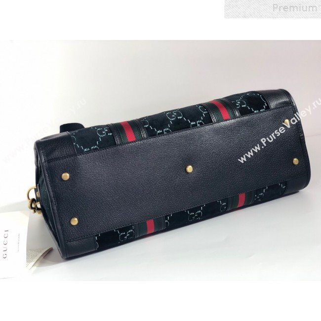 Gucci Medium GG Velvet Duffle Travel Bag 574966 Black 2019 (BLWX-9072416)
