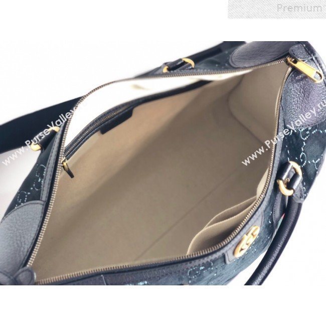 Gucci Medium GG Velvet Duffle Travel Bag 574966 Black 2019 (BLWX-9072416)
