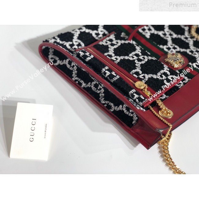 Gucci Rajah GG Tweed Large Tote Bag 537219 Black 2019 (MINGH-9072417)