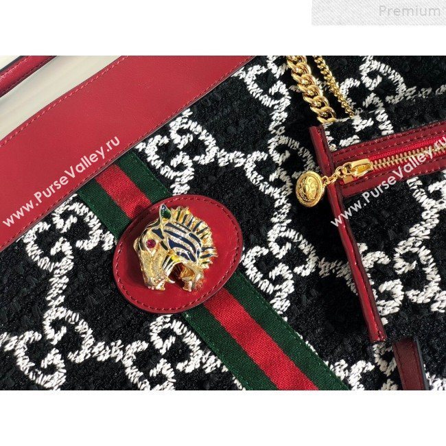 Gucci Rajah GG Tweed Large Tote Bag 537219 Black 2019 (MINGH-9072417)