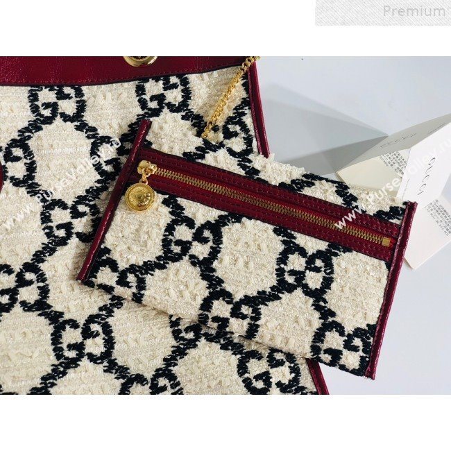 Gucci Rajah GG Tweed Large Tote Bag 537219 White 2019 (MINGH-9072418)