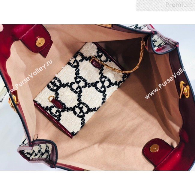 Gucci Rajah GG Tweed Large Tote Bag 537219 White 2019 (MINGH-9072418)