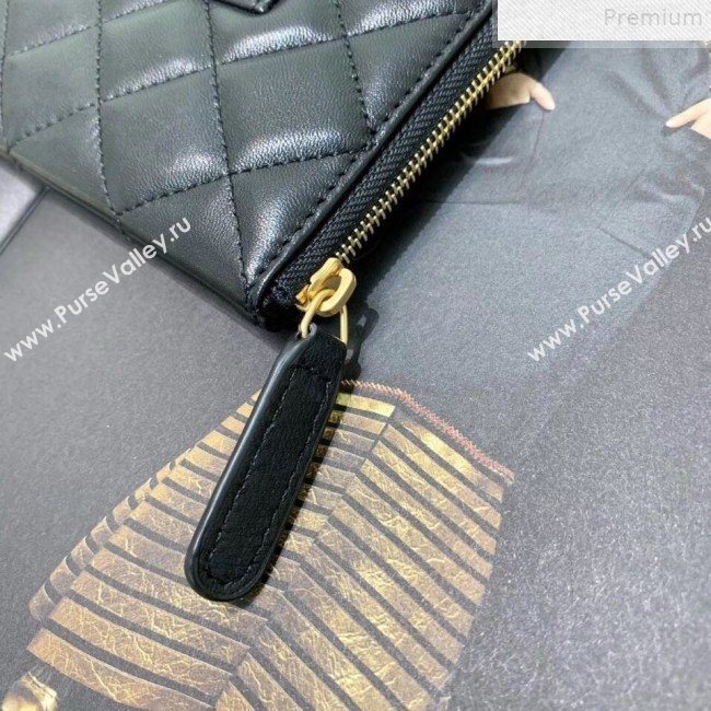 Chanel Metallic Crocodile Embossed Calfskin and Lambskin 2.55 Pouch A82725 Black/Gold 2019 (FENGH-9072314)