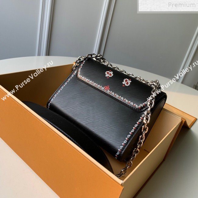 Louis Vuitton Arabesques Flowers Twist PM Chain Shoulder Bag in Epi Leather M55234 Black 2019 (KD-9072334)