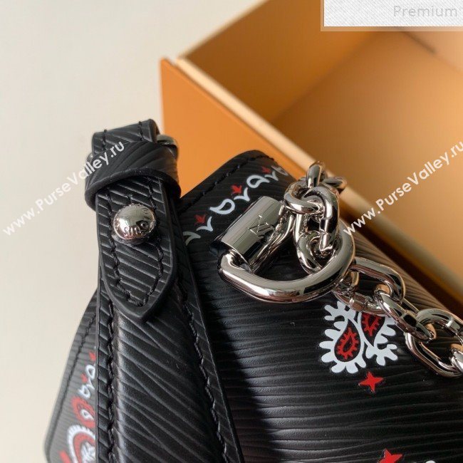 Louis Vuitton Arabesques Flowers Twist PM Chain Shoulder Bag in Epi Leather M55234 Black 2019 (KD-9072334)