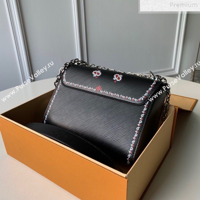 Louis Vuitton Arabesques Flowers Twist MM Chain Shoulder Bag in Epi Leather M53929 Black 2019 (KD-9072336)