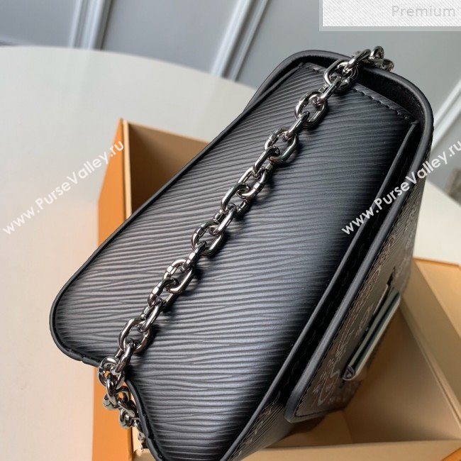 Louis Vuitton Arabesques Flowers Twist MM Chain Shoulder Bag in Epi Leather M53929 Black 2019 (KD-9072336)