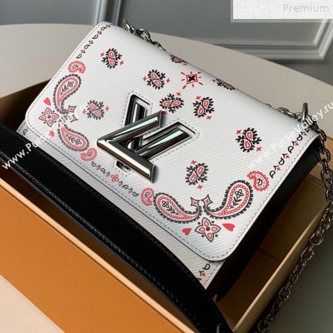 Louis Vuitton Arabesques Flowers Twist MM Chain Shoulder Bag in Epi Leather M53929 White 2019 (KD-9072335)