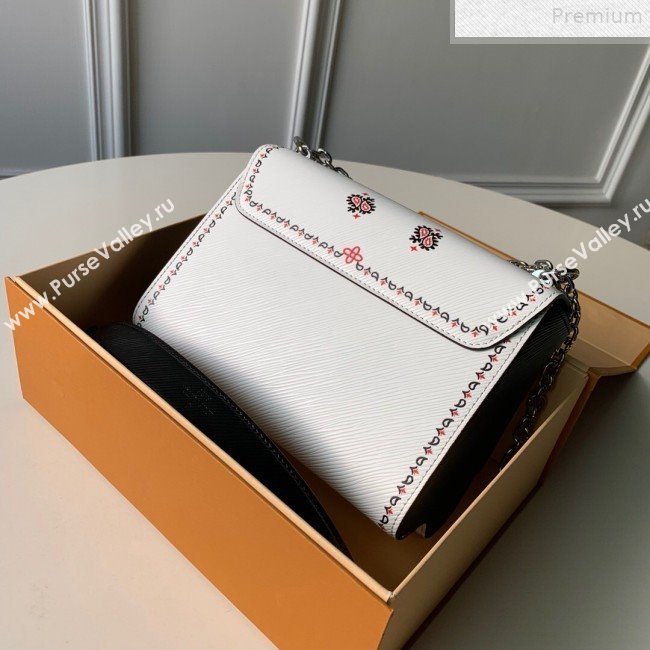 Louis Vuitton Arabesques Flowers Twist MM Chain Shoulder Bag in Epi Leather M53929 White 2019 (KD-9072335)