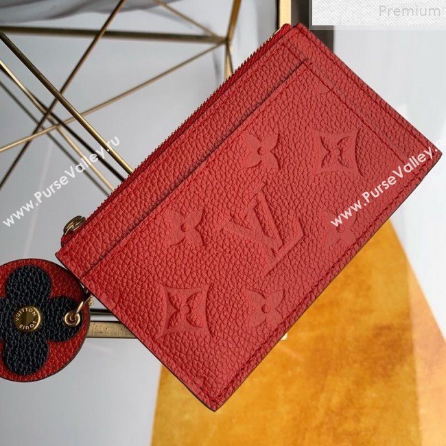 Louis Vuitton Monogram Empreinte Leather Flower Zipped Card Holder M68338 Red 2019 (FANG-9072357)