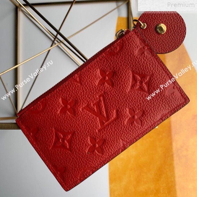 Louis Vuitton Monogram Empreinte Leather Flower Zipped Card Holder M68338 Red 2019 (FANG-9072357)