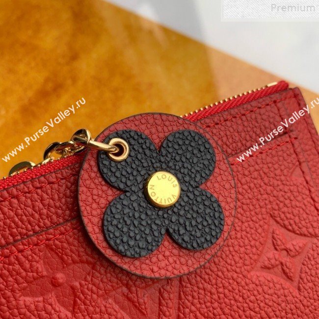 Louis Vuitton Monogram Empreinte Leather Flower Zipped Card Holder M68338 Red 2019 (FANG-9072357)