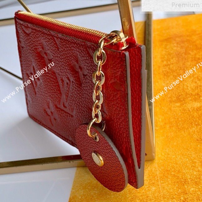 Louis Vuitton Monogram Empreinte Leather Flower Zipped Card Holder M68338 Red 2019 (FANG-9072357)