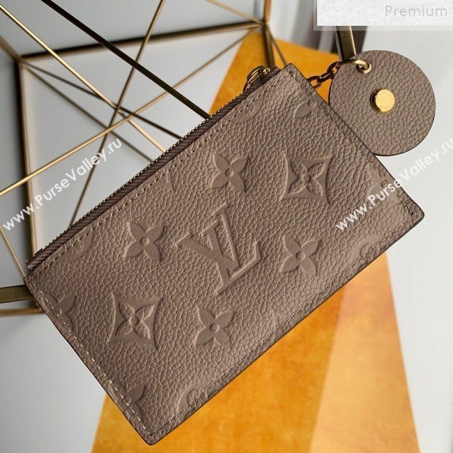 Louis Vuitton Monogram Empreinte Leather Flower Zipped Card Holder M68338 Khaki Grey 2019 (FANG-9072356)