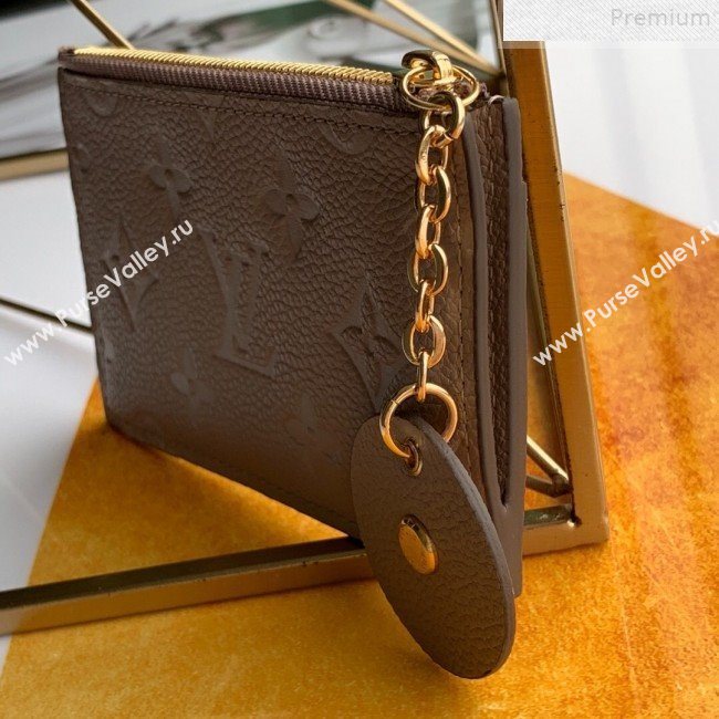 Louis Vuitton Monogram Empreinte Leather Flower Zipped Card Holder M68338 Khaki Grey 2019 (FANG-9072356)