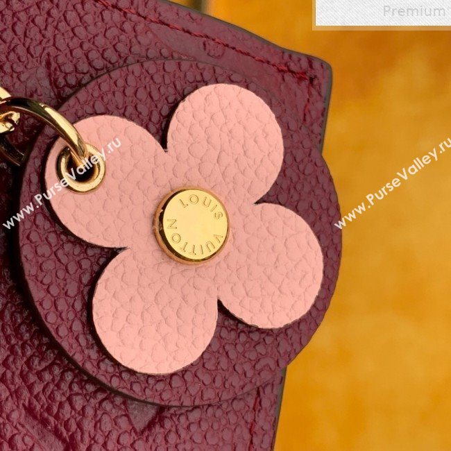 Louis Vuitton Monogram Empreinte Leather Flower Zipped Card Holder M68338 Burgundy 2019 (FANG-9072358)