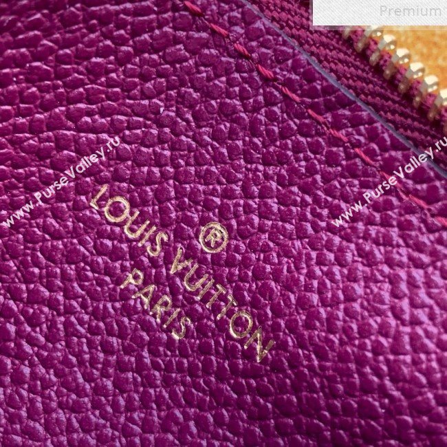 Louis Vuitton Monogram Empreinte Leather Flower Zipped Card Holder M68338 Burgundy 2019 (FANG-9072358)