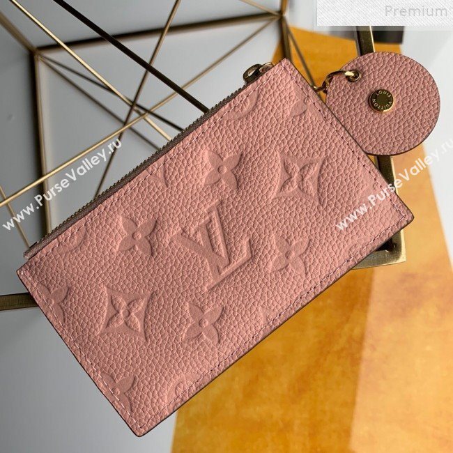 Louis Vuitton Monogram Empreinte Leather Flower Zipped Card Holder M68338 Pink 2019 (FANG-9072360)