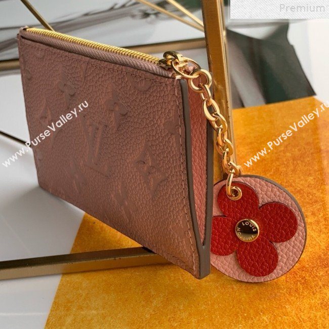 Louis Vuitton Monogram Empreinte Leather Flower Zipped Card Holder M68338 Pink 2019 (FANG-9072360)