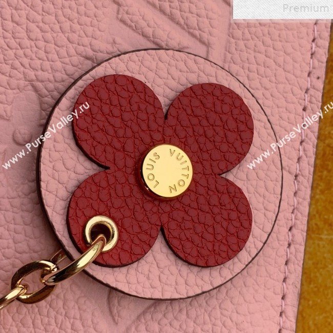 Louis Vuitton Monogram Empreinte Leather Flower Zipped Card Holder M68338 Pink 2019 (FANG-9072360)