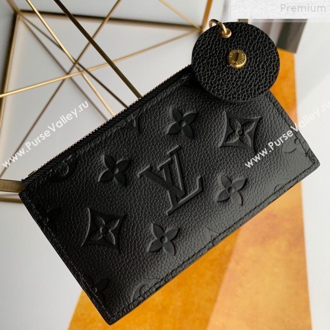 Louis Vuitton Monogram Empreinte Leather Flower Zipped Card Holder M68338 Black 2019 (FANG-9072359)