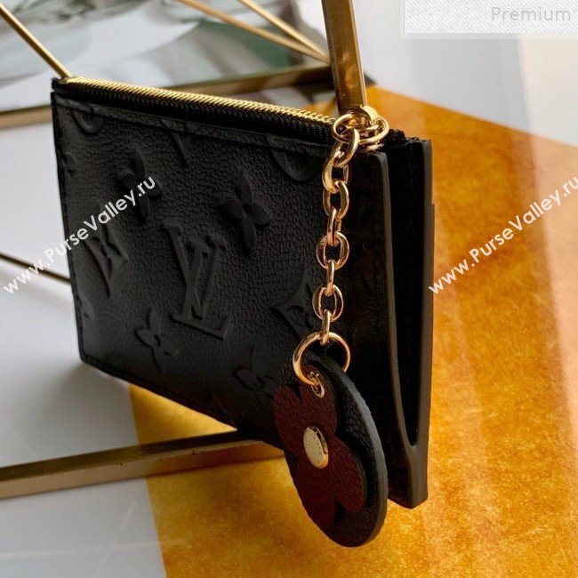 Louis Vuitton Monogram Empreinte Leather Flower Zipped Card Holder M68338 Black 2019 (FANG-9072359)