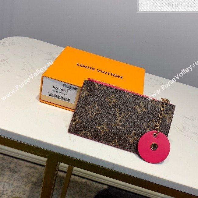 Louis Vuitton Monogram Canvas Flower Zipped Card Holder M67494 Hot Pink 2019 (LVSJ-9072364)