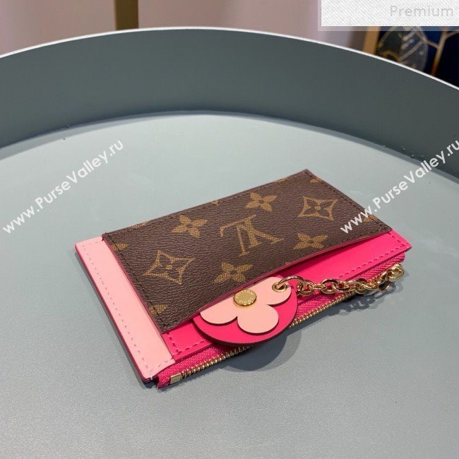 Louis Vuitton Monogram Canvas Flower Zipped Card Holder M67494 Hot Pink 2019 (LVSJ-9072364)