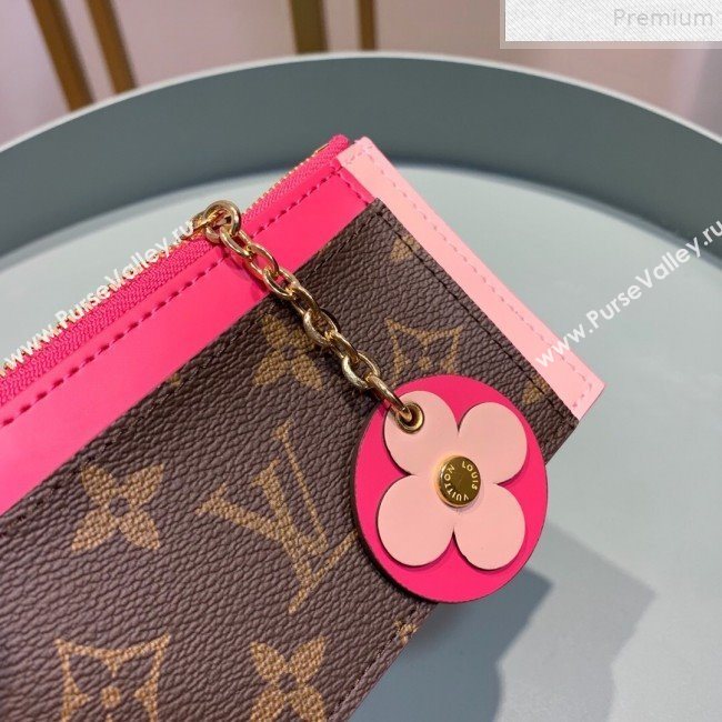 Louis Vuitton Monogram Canvas Flower Zipped Card Holder M67494 Hot Pink 2019 (LVSJ-9072364)