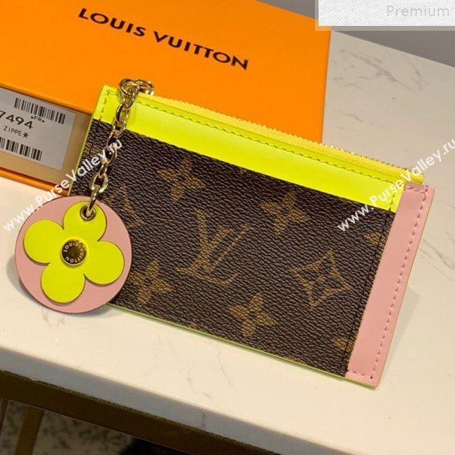 Louis Vuitton Monogram Canvas Flower Zipped Card Holder M67494 Yellow 2019 (LVSJ-9072365)