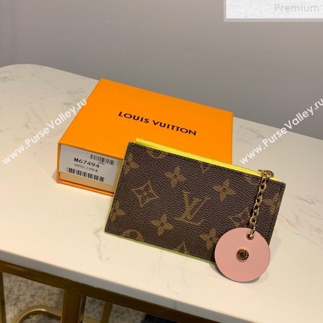 Louis Vuitton Monogram Canvas Flower Zipped Card Holder M67494 Yellow 2019 (LVSJ-9072365)