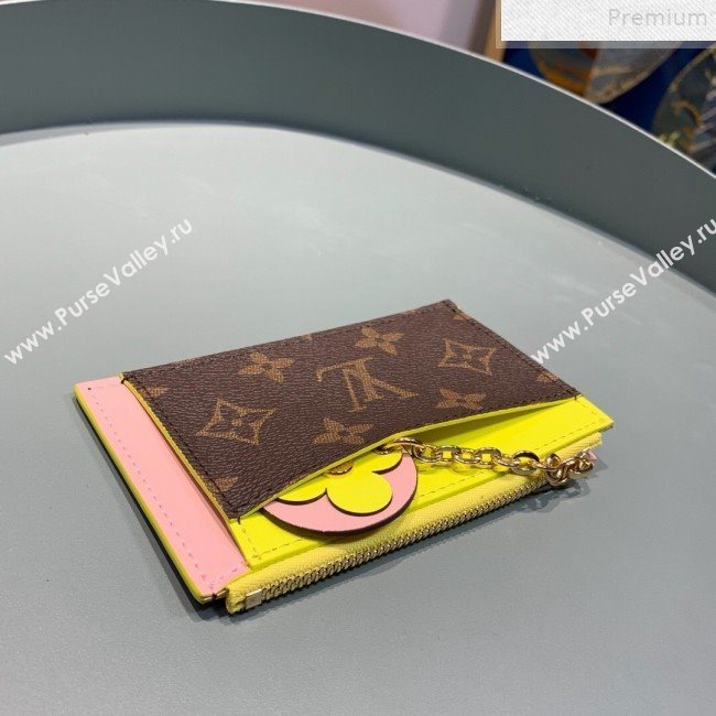 Louis Vuitton Monogram Canvas Flower Zipped Card Holder M67494 Yellow 2019 (LVSJ-9072365)