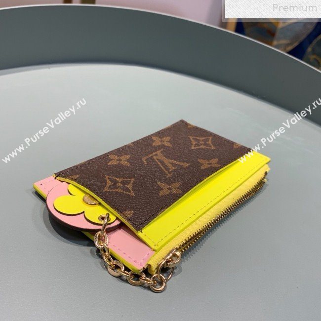 Louis Vuitton Monogram Canvas Flower Zipped Card Holder M67494 Yellow 2019 (LVSJ-9072365)