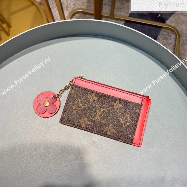 Louis Vuitton Monogram Canvas Flower Zipped Card Holder M67494 Burgundy 2019 (LVSJ-9072366)