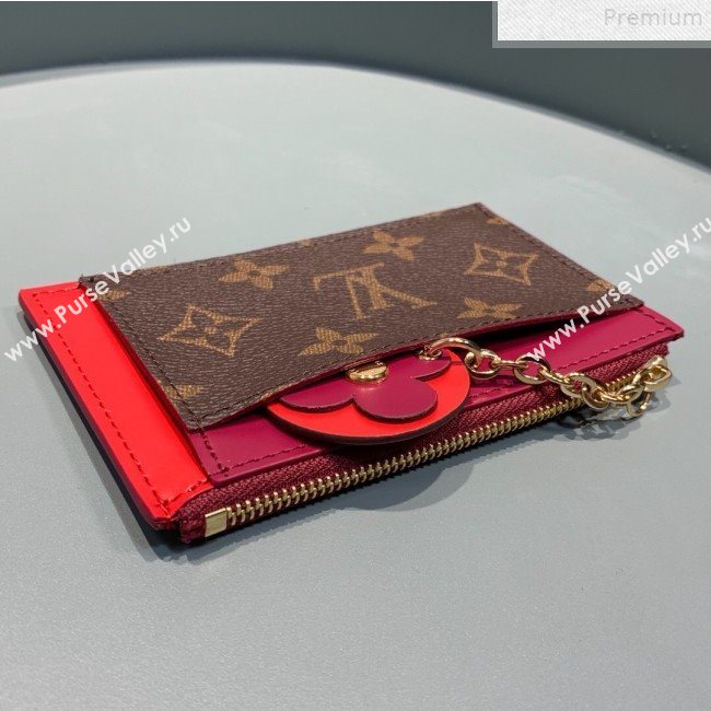 Louis Vuitton Monogram Canvas Flower Zipped Card Holder M67494 Burgundy 2019 (LVSJ-9072366)