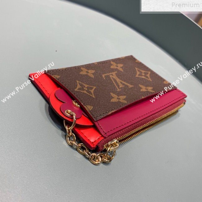 Louis Vuitton Monogram Canvas Flower Zipped Card Holder M67494 Burgundy 2019 (LVSJ-9072366)