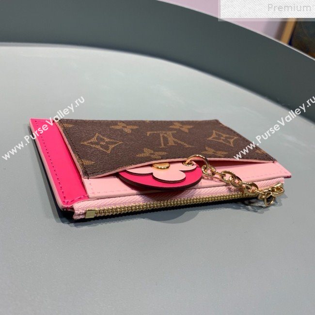 Louis Vuitton Monogram Canvas Flower Zipped Card Holder M67494 Light Pink 2019 (LVSJ-9072367)