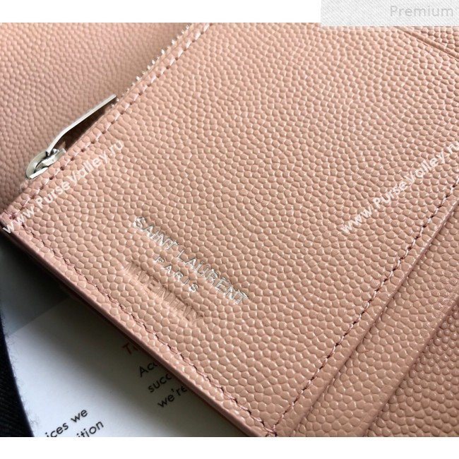 Saint Laurent Monogram Compact Tri Fold Small Wallet in Grained Leather 403943 Pink 2019 (KTSD-9072547)