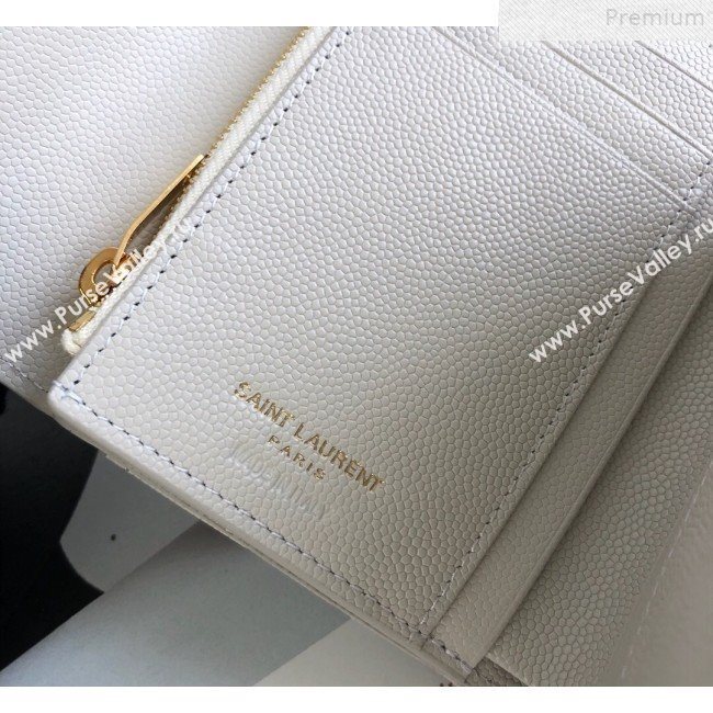 Saint Laurent Monogram Compact Tri Fold Small Wallet in Grained Leather 403943 White 2019 (KTSD-9072548)