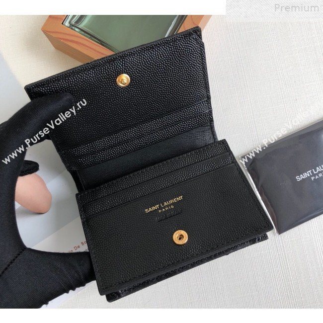 Saint Laurent Monogram Card Case in Grained Leather 530841 Black/Gold 2019 (KTSD-9072550)