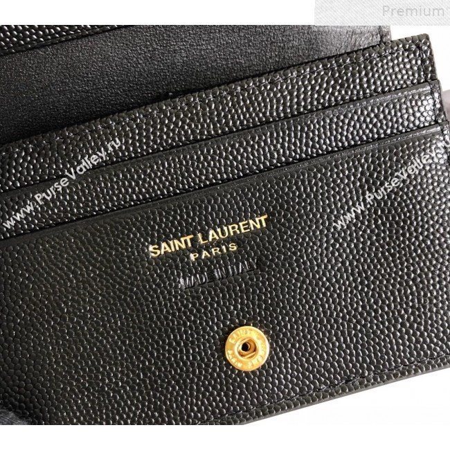 Saint Laurent Monogram Card Case in Grained Leather 530841 Black/Gold 2019 (KTSD-9072550)