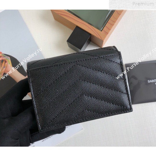 Saint Laurent Monogram Card Case in Grained Leather 530841 Black/Silver 2019 (KTSD-9072551)