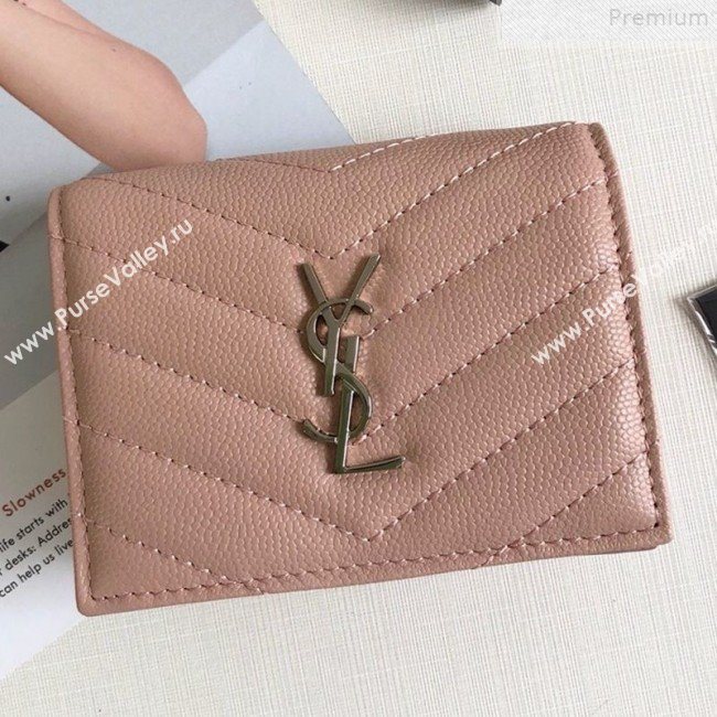 Saint Laurent Monogram Card Case in Grained Leather 530841 Pink 2019 (KTSD-9072553)