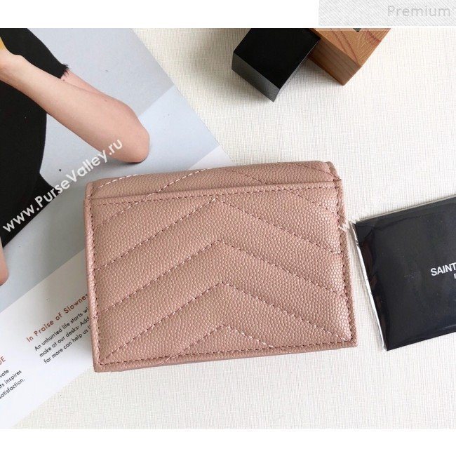 Saint Laurent Monogram Card Case in Grained Leather 530841 Pink 2019 (KTSD-9072553)