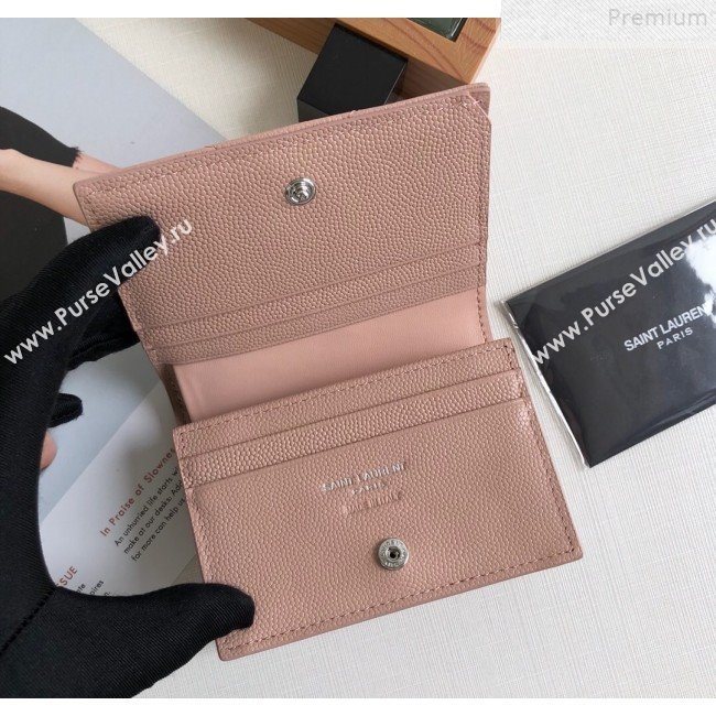 Saint Laurent Monogram Card Case in Grained Leather 530841 Pink 2019 (KTSD-9072553)