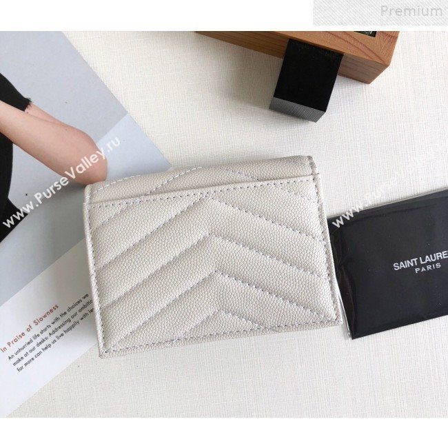 Saint Laurent Monogram Card Case in Grained Leather 530841 White 2019 (KTSD-9072554)