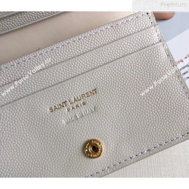 Saint Laurent Monogram Card Case in Grained Leather 530841 White 2019 (KTSD-9072554)